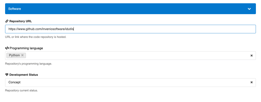 Codemeta deposit form